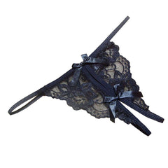 New women Open fork Transparency tanga bowknot Featured Strappy Sexy Panties tanga calcinha Lace Panties #YES - Bikinisexy