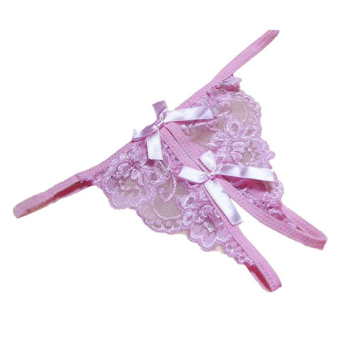 New women Open fork Transparency tanga bowknot Featured Strappy Sexy Panties tanga calcinha Lace Panties #YES - Bikinisexy