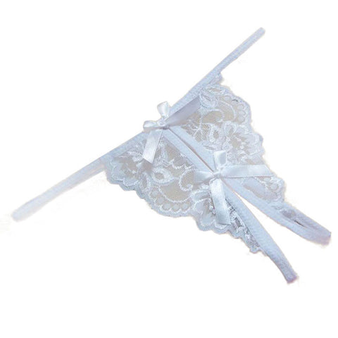 New women Open fork Transparency tanga bowknot Featured Strappy Sexy Panties tanga calcinha Lace Panties #YES - Bikinisexy
