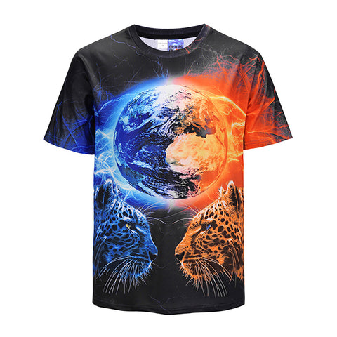 Cool T-shirt 3D T-shirt Print Leopard Short Sleeve Summer Tops Tees Tshirt Fashion Animal Print Shirt