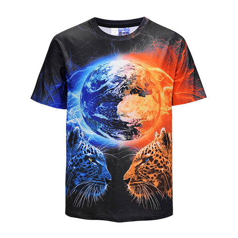 Cool T-shirt 3D T-shirt Print Leopard Short Sleeve Summer Tops Tees Tshirt Fashion Animal Print Shirt - Bikinisexy