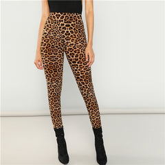 SHEIN Multicolor Sexy Highstreet Leopard Print Long Leggings 2018 New Autumn Women Casual Pants Trousers - Bikinisexy