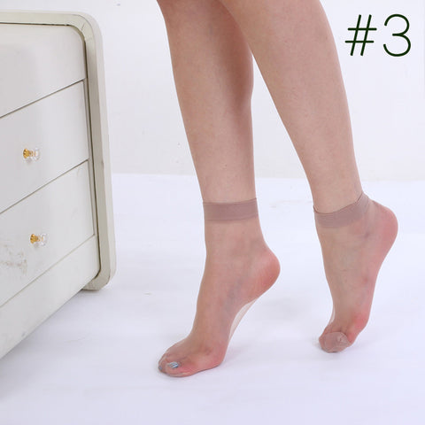 1Pair Womens Ultra Thin Candy colored Crystal Sock Invisible Socks Transparent Glass Silk - Bikinisexy