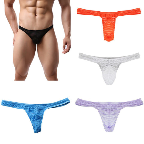 Sexy Gay Underwear Men's Ultr-thin Ice Silk Man Low Waist U Convex Underpants - Bikinisexy