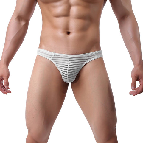 Sexy Gay Underwear Men's Ultr-thin Ice Silk Man Low Waist U Convex Underpants - Bikinisexy