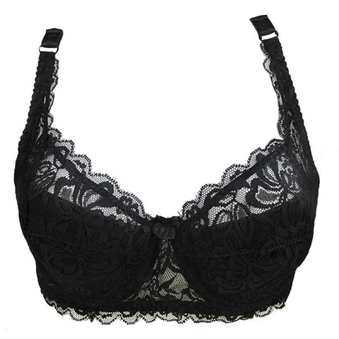 Hot Full cup thin underwear small bra plus size wireless adjustable Women's bra Large size B C D cup Lace Bras Dropshipping - Bikinisexy