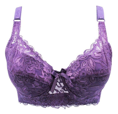 Hot Full cup thin underwear small bra plus size wireless adjustable Women's bra Large size B C D cup Lace Bras Dropshipping - Bikinisexy