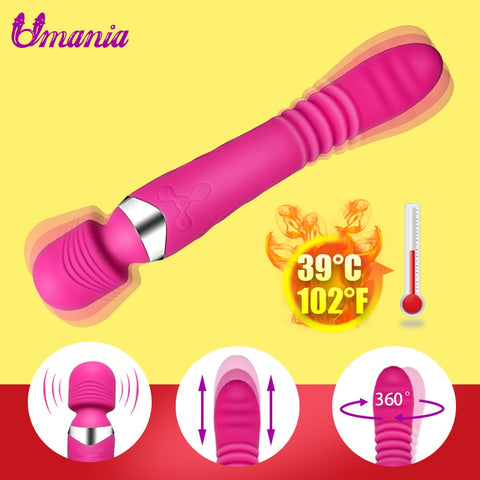 Heating Stretch Dildo G Spot Vibrator for Woman Powerful Adult Sex Toys Personal Clit Massager Magic Wand AV Vagina Stimulator - Bikinisexy