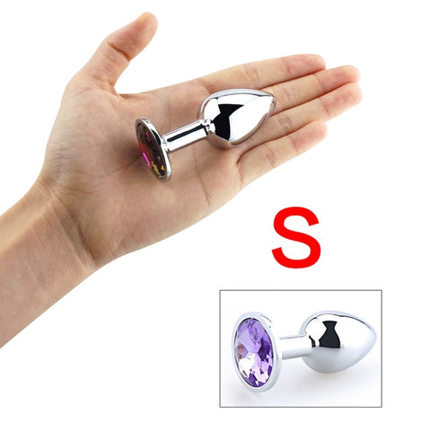 Colorful Stainless Steel Anal Plug With Crystal Jewelry, Butt Plugs Sex Toys Anus Dilator Anal Sex Toys For Women Men Gay Couple - Bikinisexy