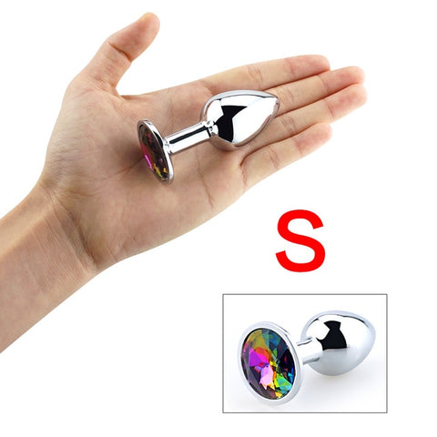 Colorful Stainless Steel Anal Plug With Crystal Jewelry, Butt Plugs Sex Toys Anus Dilator Anal Sex Toys For Women Men Gay Couple - Bikinisexy