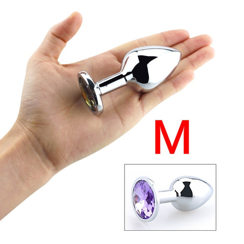 Colorful Stainless Steel Anal Plug With Crystal Jewelry, Butt Plugs Sex Toys Anus Dilator Anal Sex Toys For Women Men Gay Couple - Bikinisexy