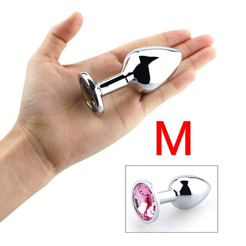 Colorful Stainless Steel Anal Plug With Crystal Jewelry, Butt Plugs Sex Toys Anus Dilator Anal Sex Toys For Women Men Gay Couple - Bikinisexy