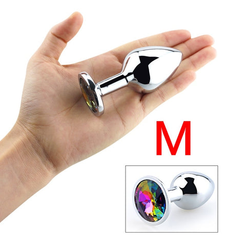 Colorful Stainless Steel Anal Plug With Crystal Jewelry, Butt Plugs Sex Toys Anus Dilator Anal Sex Toys For Women Men Gay Couple - Bikinisexy